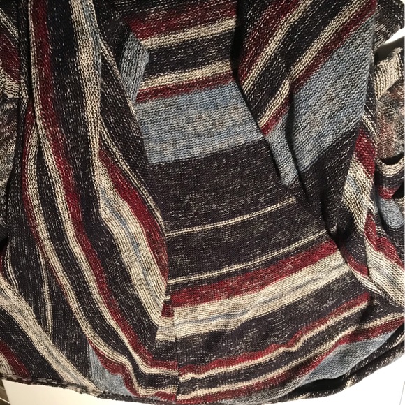 Free People Big Trail Poncho Cardigan Sweater Linen Blend Blue/Red/Gray XS - Picture 11 of 14